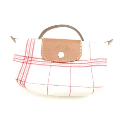美品 LONGCHAMP ロンシャン ル プリアージュ ポーチ ハンドル付き レッド レディース AN2740 