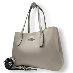 【良品】コーチ COACH アベニュー トートバッグ ショルダーバッグ 2WAY 斜め掛け 肩掛け A4収納可 大容量 レザー 本革 グレー グレージュ ダブルフェイス 軽量 通勤 通学 ビジネス レディース 鞄 カバン s7