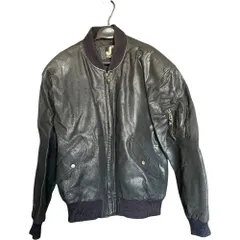   Mr.JUNKO ミスタージュンコ レザージャンパー ジャケット ブルゾン 本革 ブラック黒 メンズＬ【Z1791】