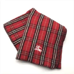 美品 Burberry バーバリー ノバチェック ブランケット ウール 100％ 毛布 冬物 ブランド 小物 ファッション レッド r1062