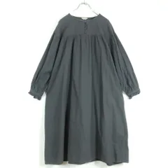 サマンサモスモス★小花柄刺繍 胸元切替 ロングコットンワンピース サイズF グレー系 z18019