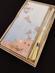 ◆モダン着物◆帯揚げ　帯締め　桜　金彩　水色　グラデーション　新品　正絹　フォーマル　#30