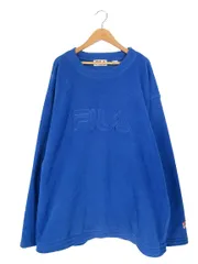 フィラ FILA フリース スウェット カットソー 長袖 刺繍 ロゴ サイズL ブルー QQQ