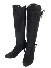 ミスティック グロウ Mystic Glow ロングブーツ ハイヒール サイドジップ スエード 装飾 ブラック サイズM QQQ