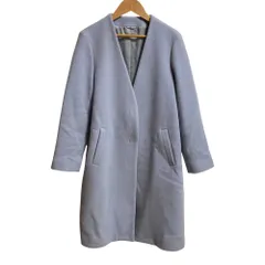 良品 ANAYI アナイ ウール ノーカラー リバーコート サイズ38 ブルー レディース 古着 中古 USED