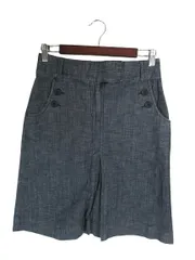 ローラアシュレイ LAURA ASHLEY スカート デニム ひざ丈 台形 無地 ネイビー サイズ9 QQQ