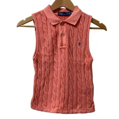 良品 POLO by RALPH LAUREN ポロバイラルフローレン ノースリーブ ケーブルニット ポロ ベスト サイズXS ピンク レディース 古着 中古 USED