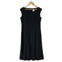 美品 Rene ルネ ノースリーブ ひざ丈 フレアワンピース サイズ36 ブラック レディース 古着 中古 USED