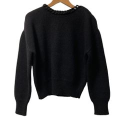 美品 BOTTEGAVENETA ボッテガヴェネタ チェーンネック ウールニット セーター 674814 サイズM ブラック レディース 古着 中古 USED
