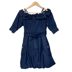 美品 24SS emi istoire エイミーイストワール デニム オフショルダー バルーンミニワンピース 1124230448 サイズS インディゴ レディース 古着 中古 USED