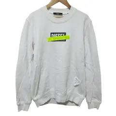 良品 DIESEL ディーゼル ボックスロゴ スウェット トレーナー カットソー XS ホワイト メンズ 古着 中古 USED
