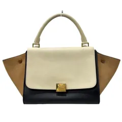 CELINE セリーヌ トラぺーズ スモール 174683 ブラック×ブラウン 本革 レザー 2WAYバッグ レディース 【中古】 22602K237
