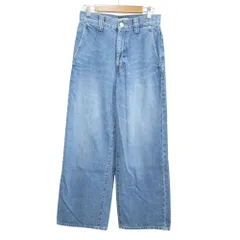 美品 MACPHEE マカフィー トゥモローランド ナチュラルスラブデニム ハイウエストワイドパンツ 34 ライトブルー レディース 古着 中古 USED