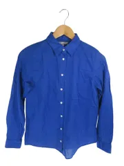 ユニクロ UNIQLO カットソー シャツ 長袖 ボタン 無地 ブルー サイズS QQQ