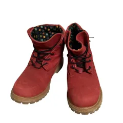 良品 Timberland ティンバーランド ヌバックレザー ショートブーツ 8138A 1540 24.5cm レッド レディース 古着 中古 USED