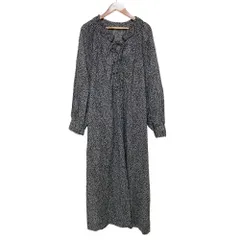 良品 23SS SOULEIADO ソレイアード コットンプリント ギャザーワンピース 36 ブラック ホワイト レディース 古着 中古 USED