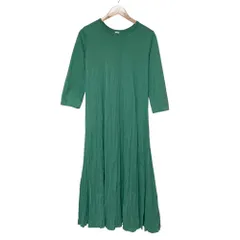 良品 23AW Ron Herman ロンハーマン Wrinkle Pleats Long Sleeve Dress プリーツ ドレス ワンピース S グリーン レディース 古着 中古 USED