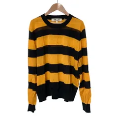 美品 DIANE VON FURSTENBERG ダイアンフォンファステンバーグ ボーダー ニット カットソー セーター Lサイズ ブラック イエロー レディース 古着 中古 USED