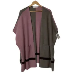 未使用 Leilian レリアン バイカラー ウール ニット カーディガン サイズF グレー ピンク レディース 古着 中古 USED