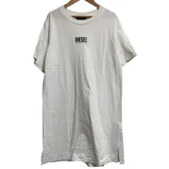 美品 DIESEL ディーゼル ロゴ ロング Tシャツ サイズXS ホワイト×ブラック レディース 古着 中古 USED