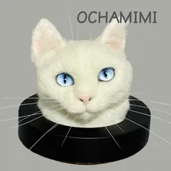 穴から覗く白猫さん　ネコ　猫　ねこ　ハンドメイド　羊毛フェルト　リアル　猫の日