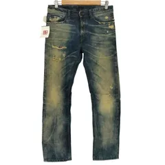 ディーゼル DIESEL REGULAR STRAIGHT WAYKEE ロゴ刻印 カラビナフック ダスト ダメージ加工 テーパードスキニーデニム メンズ  W28 L32
