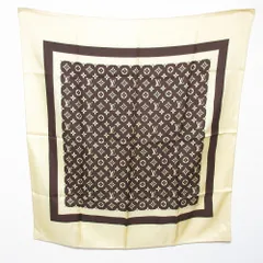 良品 LOUIS VUITTON ルイヴィトン ヴィンテージ モノグラム シルクスカーフ クリームイエロー レディース 古着 中古 USED
