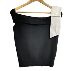 美品 25SS Apuweiser-riche アプワイザーリッシェ リボン オフショルダー ニットカットソー 2 ブラック レディース 古着 中古 USED
