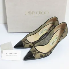 美品 JIMMY CHOO ジミーチュウ フラワーレース ポインテッドトゥパンプス 36 23cm相当 ブラック レディース 古着 中古 USED