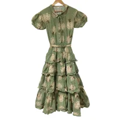 PINK HOUSE ピンクハウス フラワープリント 段々ティアード ワンピース PO142FA0T グリーン  レディース 古着 中古 USED