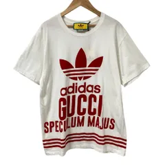 美品 23SS GUCCI×adidas グッチ×アディダス Cotton Jersey Tee Tシャツ カットソー 717422 サイズXS ホワイト レッド メンズ 古着 中古 USED