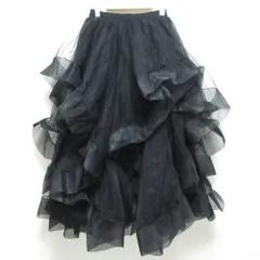 良品 Frene フラーネ ランダムフリルティアードボリュームスカート サイズF ブラック レディース 古着 中古 USED