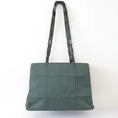 良品 PRADA プラダ キルティング プラチェーン ショルダーバッグ グリーン レディース 古着 中古 USED