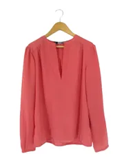 ザラ ベーシック ZARA BASIC シャツ ブラウス カットソー Vネック 長袖 無地 プルオーバー サイズMEX 24 ピンク QQQ