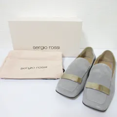 美品 Sergio Rossi セルジオロッシ SR1 005 フラットシューズ パンプス A77990 サイズ38 約25cm グレー レディース 古着 中古 USED