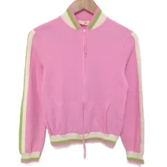 美品 VALENTINO ヴァレンティノ ウール カシミヤ ダブルジップ ニットジャケット ブルゾン M ピンク レディース 古着 中古 USED