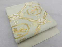 P41816　手織り　綴れ　八寸　名古屋帯　ｃ