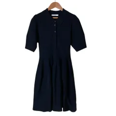 美品 23AW SNIDEL スナイデル 襟付き リブニットワンピース F ブラック レディース 古着 中古 USED