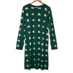 良品 Marimekko マリメッコ ロングスリーブ ワンピース S グリーン レディース 古着 中古 USED