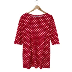 美品 marimekko マリメッコ フィンランド製 ドット カットソー ワンピース S レッド レディース 古着 中古 USED