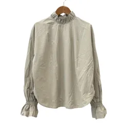 美品 ADAM ET ROPE アダムエロペ フリルカラー袖ギャザーブラウス F グレージュ レディース 古着 中古 USED