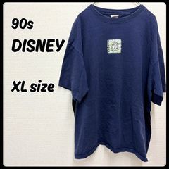 90sOLDDisneyオールドディズニーポロシャツメンズ半袖ネイビー紺L