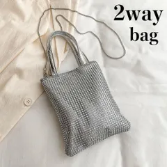 2way ショルダー トート ラインストーン シルバー メタリック バッグ ミニ