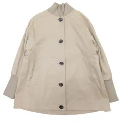 美品 Mfil エムフィル コットンツイル スタンドネック ブルゾン ジャケット ショートコート アウター 38 ベージュ レディース 古着 中古 USED