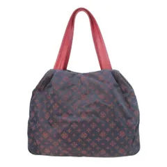 美品 russet ラシット 総柄 モノグラム ナイロン トートバッグ ハンドバッグ 肩掛け カバン 鞄 総柄 紺x赤 ネイビー レディース 古着 中古 USED