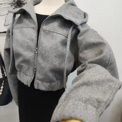 ZARA ザラ グレー WHO フード クロップド ジャケット 55サイズ