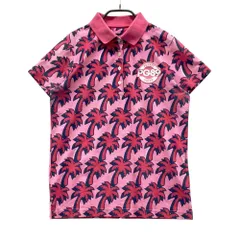 サイズ：1 PEARLY GATES パーリーゲイツ  半袖ポロシャツ ヤシの木柄 ピンク系 [240101573145] ゴルフウェア レディース ストスト