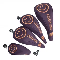 パーリーゲイツ ヘッドカバー4点セット(DR FW×2 UT) パープル×オレンジ ニコちゃん スマイル ロゴ刺しゅう ゴルフ PEARLY GATES