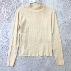 12G ボトルネック ワイドリブ カラー ＆ ボーダー ニット プルオーバー アイボリー Lサイズ 〇◇