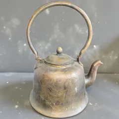 急須 鉄瓶 中国美術 時代物 金属製 中国骨董 蓋つき 置物 アンティーク 時代物